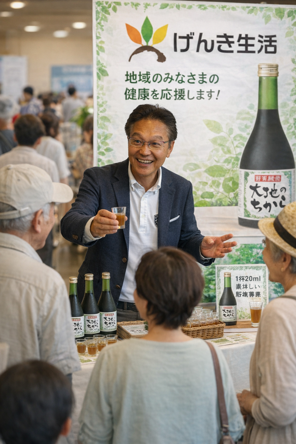 地域イベントで商品を紹介する菊地代表